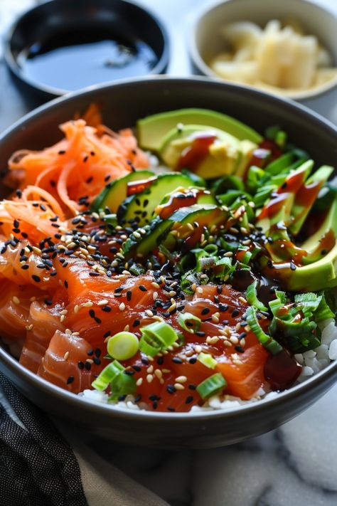 Explore the delicious world of homemade poke bowl sauce with this easy recipe! Elevate your bowl with a flavorful and spicy poke bowl sauce that will make your taste buds dance. This recipe is a game changer for any poke bowl lover looking to add an extra kick to their dish. Perfect for spicing up your favorite seafood or veggies. Try this homemade poke bowl sauce today and take your culinary skills to the next level! Sashimi Poke Bowl, Healthy Tuna Poke Bowl, Best Poke Bowl Sauce, Pike Bowl Recipe, Japanese Poke Bowl, Pole Bowl Recipe, Healthy Poke Bowl Recipe, Poke Bowl Sauce Recipe, Bowl Sauce Recipes