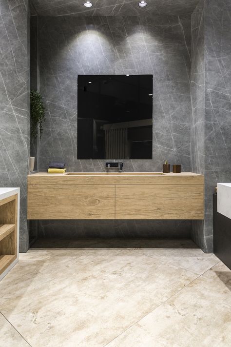 Sintered Stone Bathroom, Tv Niche, Granite Tiles, Marble Trend, Modern Luxury Bathroom, Construction Architecture, Stone Bathroom, Quartz Slab, Sintered Stone