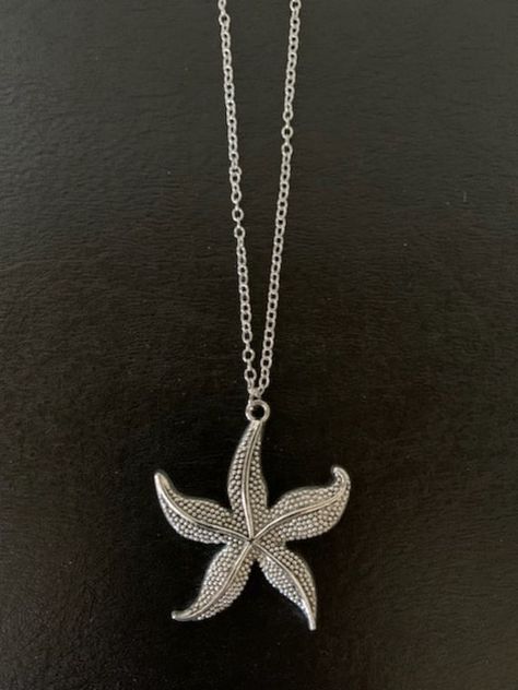 "Large nicely detailed silver tone starfish necklace, starfish necklace, starfish pendant, necklace starfish, silver starfish, beach necklace, ocean necklace, star fish  Pendant measures 2\" L X 1 3/4\" W.  Choice of chain length.   ★ Want to see more?  Please visit my shop at: https://www.etsy.com/shop/DesignsByPeg" Ocean Necklace, Necklace Star, Dream Date, Beach Necklace, Fish Pendant, Starfish Pendant, Saint Marys, Beach Necklaces, Starfish Necklace