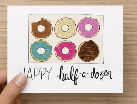 Anniversary card ideas New Years Pictures, 6 Months Anniversary, Anniversary Card Ideas, 6 Month Anniversary Boyfriend, Donut Pun, Second Year Anniversary Gift, Anniversary Ideas For Him, Diy Anniversary Gifts For Him, Dozen Donuts