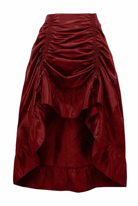 Wine Satin Hi Low Ruched Ruffle Skirt-Costume Skirts-Daisy Corsets-Red-S-SEXYSHOES.COM Steampunk Skirt, Bustle Skirt, Premium Wine, Gothic Steampunk, Ruffle Skirt, Fesyen Wanita, Lingerie Collection, Looks Vintage, Fashion Sewing