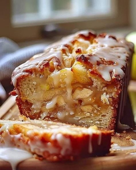 Paula Deen Group | Country Apple Fritter Bread 😍 | Facebook Apple Fritters Cake Recipe, Recipes Tower, Apple Fritter Bread Recipe, Fritter Bread Recipe, Country Apple Fritter Bread, Optimal Recipes, Apple Cinnamon Loaf, Apple Fritter Cake, Cinnamon Loaf