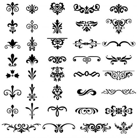 Luxury ornamental elements collection | Free Vector #Freepik #freevector #ornament #luxury #black #elegant Seni Arab, Page Decoration, Ornament Frame, Mandala Design Art, Decorative Design, Ornaments Design, Op Art, Border Design, Arabesque