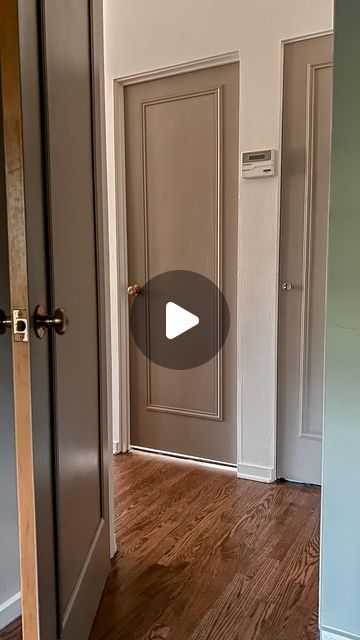 West on Willow | Amber on Instagram: "I cannot tell you how much better this simple upgrade makes our hallway! Those plain hollow core doors just weren’t doing it for me. If you’re renting, there are peel and stick moulding options out there as well. 😌 This was totally worth the time, effort, and money. . . . . #homedecor #homerenovation #diyhomeprojects #moulding #beforeandafter #doorsofinstagram #makeover" How To Upgrade Doors, How To Update Hollow Core Doors, Hollow Core Doors Makeover, Hollow Door Upgrade, Moulding On Doors, Peel And Stick Door Makeover, Renovated Cabinets, Door Moulding Design, Plain Door Makeover