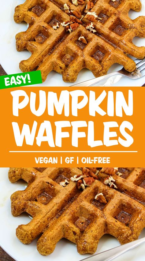 Vegan Waffles Recipe, Gluten Free Pumpkin Waffles, Vegan Pumpkin Waffles, Pumpkin Pie Waffles, Pumpkin Waffles Recipe, Garden Grazer, Vegan Waffles, Waffle Ingredients, Fall Vegan Recipes