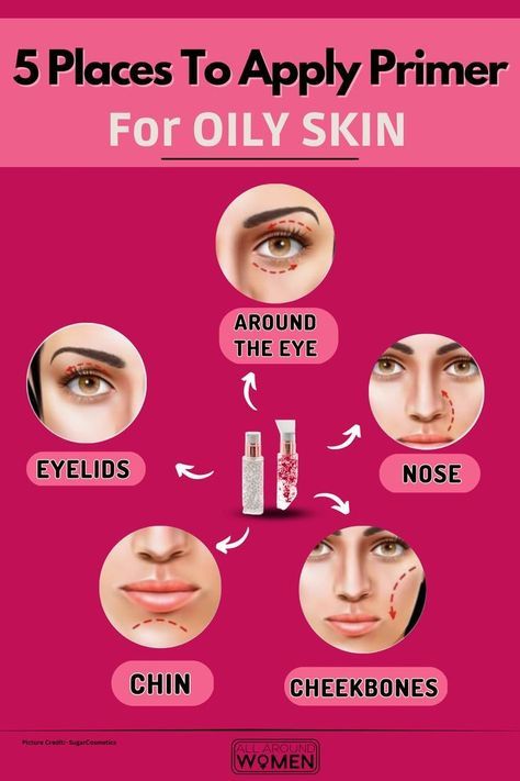 Makeup Steps For Oily Skin, Where To Apply Primer, Oily Skin Makeup Routine, Oily Skin Primer, Makeup Learning, Best Primer For Oily Skin, Makeup Education, Primer Application, Max Makeup