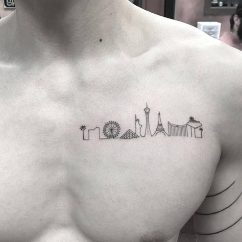 Small Las Vegas Tattoo, Vegas Tattoos Small, Small Vegas Tattoo, Las Vegas Tattoo Ideas Small, Las Vegas Skyline Tattoo, Vegas Skyline Tattoo, Small Vegas Tattoo Ideas, Las Vegas Tattoo Designs, Tatoos Travel