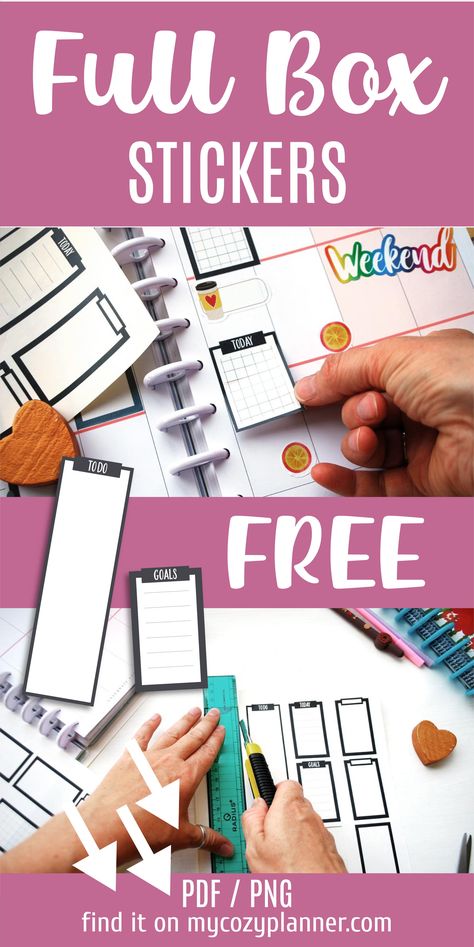 Happy Planner Free Printable Stickers Boxes, Teacher Stickers Free Printable, Cricut Stickers Free Printable, Planner Stickers Printable Free, 3d Calendar, Disc Planner, Happy Planner Free Printable, Planer Organisation, Planner Freebies