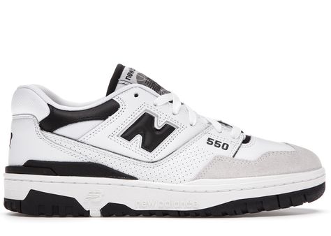 Men's New Balance 550 Sneakers in Sea Salt/Black. New Balance 550 Sea Salt, 550 Sea Salt, Best Sandals For Men, Sneaker New Balance, Trendy Shoes Sneakers, Dr Shoes, Black Shoes Men, Black And White Sneakers, Black And White Shoes