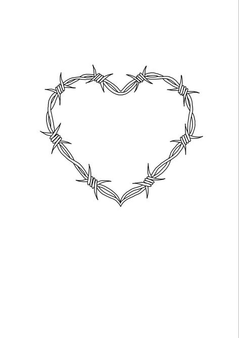 Barb Wire Heart Tattoo Small, Bared Wire Heart Tattoo, Bob Wire Heart Tattoo, Barb Heart Tattoo, Barbed Heart Tattoo, Spiked Heart Tattoo, Barb Wire Heart Tattoo Design, Heart Thorns Tattoo, Patchwork Tattoo Drawings