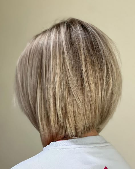 Bob haircut by @olgakursitis Who has bob haircut currently? #haircut #bobhaircut #cutehairstyles | Instagram Round Bob Haircut Medium, Gradual Bob Haircut, Soft Graduated Bob, Slight A Line Bob, Mid Length Stacked Bob Haircut, Womens Short Bob, Medium Stacked Bob Hairstyles, Rounded Bob Haircut, Shaggy Bob With Curtain Bangs