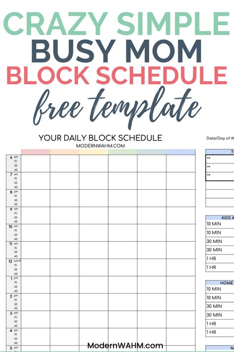 Best block schedule template for moms with young kids. Free block schedule template. How to create a block schedule that is customized to your activities. Free block schedule template. Block schedule template free printable. Homeschool block schedule printable. schedule templates. schedule templates aesthetic. schedule for kids at home. schedule for kids at home daily routines. schedule for kids at home toddlers. schedule for kids at home ideas.#schedule #calendar Block Scheduling Template, Daily Routine Schedule Printable Free, Daily Schedule Kids Template, Daily Routine Schedule Template Free, Wahm Schedule Daily Routines, Weekly Block Schedule Printable, Daily Block Schedule Printable, Block Schedule Template Free Printable, Daily Time Blocking Printable Free