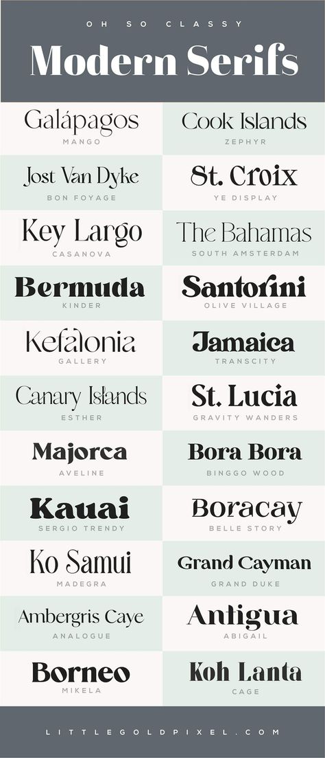 40 Modern Serif Fonts to Elevate Your Designs • Little Gold Pixel • In which I round up 40 modern serif fonts that make luxury and elegance accessible. For retro and sophisticated designs alike. Luxurious Fonts Typography, Fonts For Luxury Brands, Best Adobe Font Pairings, Rounded Serif Font, Fonts For Design, Retro Adobe Fonts, Best Typography Fonts, Font Logo Design Ideas, Elegant Font Logo