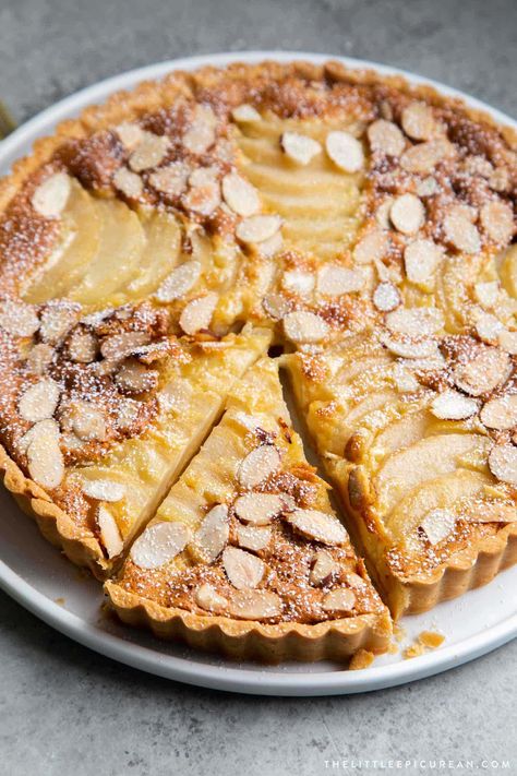 Pear Frangipane Tart Pear Almond Tart, Frangipane Cake, Pear Frangipane Tart, August Food, Pear And Almond Tart, Almond Frangipane, Pear Varieties, Pear Dessert, Frangipane Tart