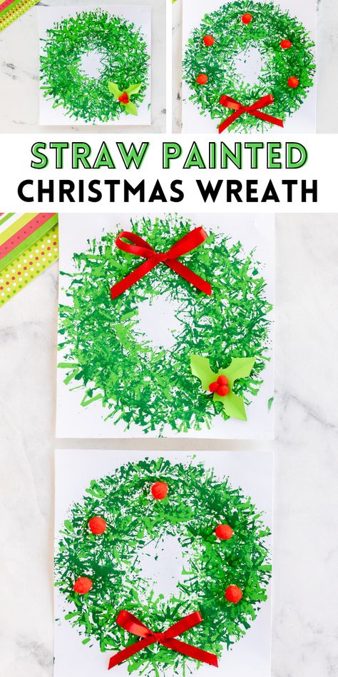 Christmas Wreath For Kids, Painted Christmas Wreath, Prek Crafts, Christmas Wreath Craft, Christmas Art Projects, Arte Aesthetic, Christmas Kindergarten, Fun Christmas Crafts, Homemade Christmas Cards