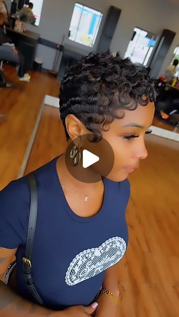 Pixie Waves, Short Pixie Cut Black Women, Curled Pixie Cut, Curled Pixie, Finger Waves Short Hair, Finger Waves, Short Sassy Hair, Pin Curls, Sassy Hair