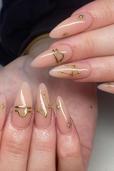 Libra nails Libra Zodiac Sign Nail Art, Libra Sign Nails, Libra Gel Nails, Libra Nail Art Designs, Gold Letter Nails, Nails Libra Design, Libra Season Nails, Zodiac Sign Nail Designs, Libra Zodiac Nails Design