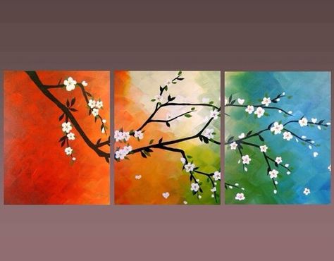 Acrylic painting Flowers Painted, Acrylic Canvas, Diy Canvas, Canvas Paintings, Tree Art, Art Moderne, Diy Wall Art, Painting Projects, Painting Techniques