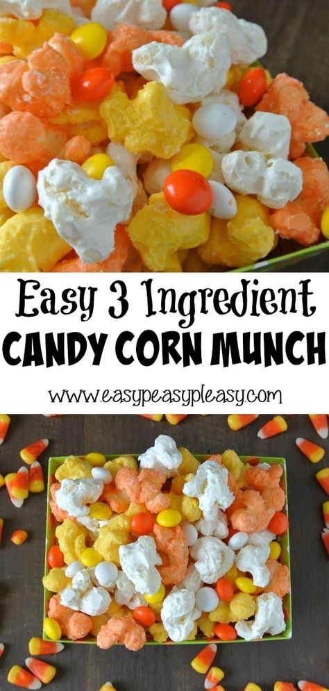 Easy 3 Ingredient Candy Corn Munch. No popcorn here but the puffcorn makes it delicious. #candycorn #halloween #halloweentreat #puffcorn #3ingredients Christmas Munch Popcorn, Candy Corn On The Cob, Halloween Puffcorn, Puff Corn Recipes, Puffcorn Recipes, Puffed Corn Recipes, Candy Corn Popcorn, Puff Corn, Candy Homemade