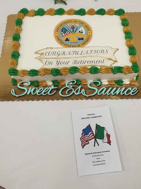 Army Reunion, Army Retirement Cake, Army Cake, Army Retirement, Military Cake, Retirement Cake, Retirement Party, Retirement Parties, Craft Activities