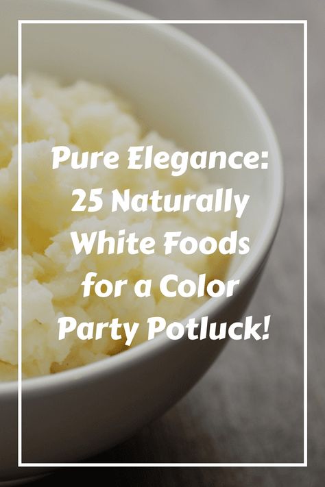 Elevate the sophistication of your color party potluck with 25 naturally white foods that exude pure elegance! From luscious coconut-based desserts to creamy cauliflower bites and refreshing coconut watermelon agua fresca, this article unveils a selection of naturally white culinary delights. Embrace the simplicity and beauty of these white foods as you create a visually stunning and palate-pleasing potluck spread. Get ready to impress your guests with these ethereal creations that embody the e White Savory Food, White Themed Food Board, White Color Food Party Ideas, White Food For Color Party, White Colored Food, White Snacks For Color Party, Colour Party Food Boards, White Foods For Color Party, White Party Food Ideas