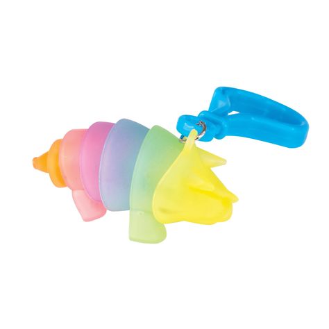 Take this prehistoric pal on the go! Each dino includes a clip that attaches to your keys, backpack and more! Mutli-colored, movable parts glow in the dark. Clip colors: neon orange, green, and blue. Rotates 360° and makes a fun tinkling sound when shaken. Use sunlight or other bright light source to charge the glow. Clip: 2”; dino: 2” Quantity: 24 per bag UPC: 603250723981 Weight: .36 lbs Sugg. Retail Price Per Piece: $.99 Dark Clip, Candy Theme Birthday Party, Sensory Bag, Cute Keychain, The Glow, Sensory Toys, Bright Light, Fidget Toys, Neon Orange