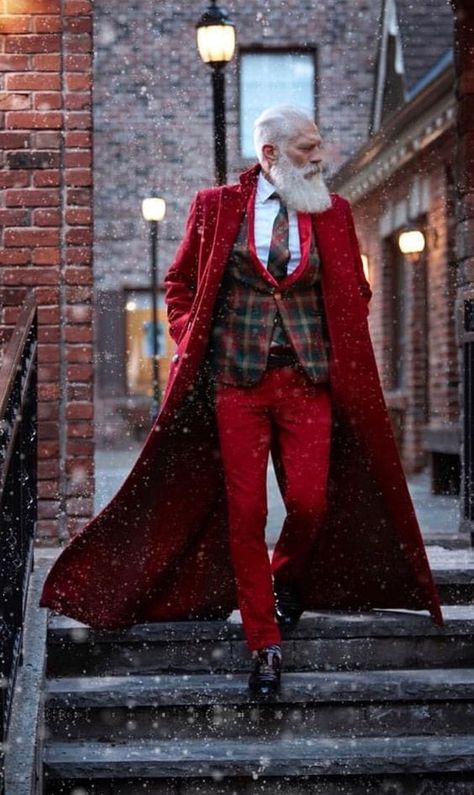 Christmas Dress Men, Old Men Fashion Over 50, Christmas Male Outfits, Mens Christmas Fashion, Santa Outfit For Men, Men’s Holiday Fashion, Modern Male Fashion, Interesting Mens Fashion, Hot Santa Men