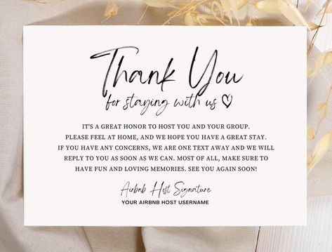 Airbnb Host Thank You Card, Air Bnb Welcome Letter, Airbnb Thank You Note, Airbnb Welcome Message, Airbnb Reviews For Guests, Airbnb Guest Reviews, Airbnb Message Template, Welcome Note For Guests Airbnb, Airbnb Welcome Letter