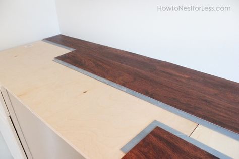 laminate flooring desk top Diy Desk For Two, Desk Top Ideas, Diy Crafts Desk, Desk For Two, Craft Room Desk, Wood Desk Top, Diy Muebles Ideas, Diy Table Top, Craft Desk