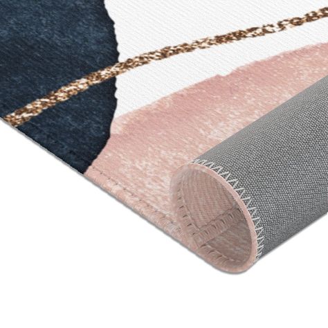 ❤️ Dress up your home, office, apartment floors with our beautifully printed abstract art, blush pink, navy and gold boho chic area rugs. ❤️ Available in 3 sizes, this durable area rug features hemmed edges and a coated backing. .: 100% Polyester Chenille .: Hemmed edges .: Underside of the rug is grey in color ✔ All of our products are printed and shipped in the USA. ✔ Processing Time: 3-5 Business days (before shipping), during busy holiday seasons, production may take slightly longer. ✔ Shipp Navy Blue And Pink Area Rug, Pink Navy Gold Office, Navy And Rose Gold Bedroom, Pink And Navy Office, Navy Blue Office Ideas, Home Office Boho Chic, Navy Office Decor, Navy And Gold Office, Blush Pink Office