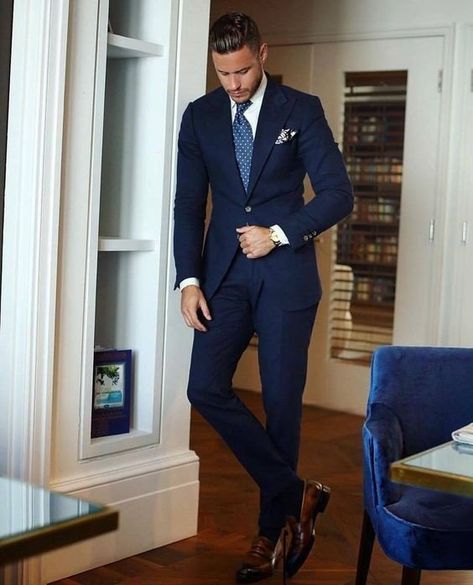 Tailored Suits – stylevane.com A Man In A Suit, Man In A Suit, Blue Suit Men, Blue Suit Wedding, Navy Blue Suit, Mens Fashion Smart, Navy Suit, Fashion Suits For Men, Custom Suit