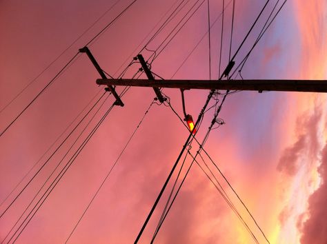 Sunset Telephone Wires Painting, Telephone Pole Aesthetic, Sky Line Aesthetic, Telephone Pole Landscaping, Power Lines Aesthetic, Telephone Pole Painting, Drawing Pokemon, Telephone Pole, Pink Skies