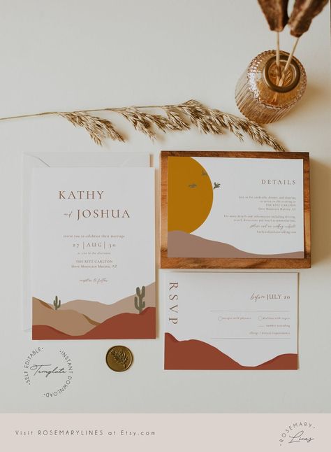 Mountain Wedding Invitation, Southwestern Wedding, Boulder Wedding, Electronic Wedding Invitations, Modern Southwestern, Mountain Wedding Invitations, Color Terracota, Burnt Orange Weddings, Tan Wedding