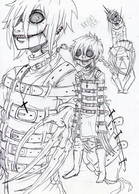 Asylum Drawing, Straight Jacket Asylum, Straight Jacket Drawing, Anime Style Drawing, Creature Creation, Jacket Drawing, Creepypasta Cute, Art Basics, Creepy Pasta