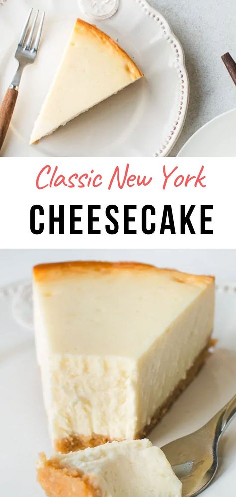 Classic New York Cheesecake, Dense Cake, New York Cheesecake Recipe, Perfect Cheesecake Recipe, Cheesecake Recipes Classic, New York Style Cheesecake, Best Cheesecake, Easy Cheesecake Recipes, New York Cheesecake