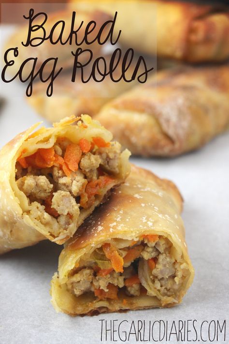 Egg Rolls Baked, Baked Egg Rolls, Chicken Egg Rolls, Chicken Spring Rolls, Baked Egg, Egg Roll Recipes, Egg Roll Wrappers, Ranch Dip, Egg Roll