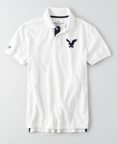 American Eagle Eagle Polo, Men's, White American Eagle Outfits, American Eagle Men, Mens Outfitters, Polo Shirts, Jeans Shorts, American Eagle Outfitters, Women's Jeans, Mens Polo, American Eagle