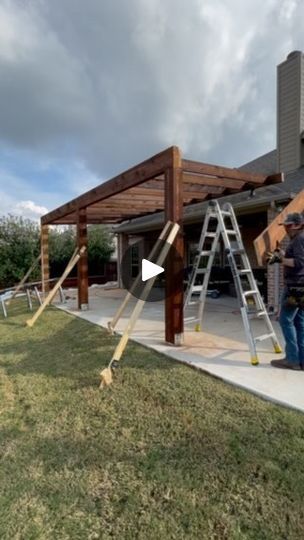 Pergola Ideas Attached To House, Skypoly Pergola, Backyard Kitchens, Modern Pergola, Covered Deck, Backyard Kitchen, Covered Decks, Pergola Patio, Pergola Designs