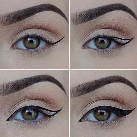 Eyeliner Cat, Cat Eye Makeup Tutorial, Teknik Makeup, Cat Eye Eyeliner, Eyeliner Glitter, Khol Eyeliner, Purple Eyeliner, Eyeliner Tips, Perfect Cat Eye