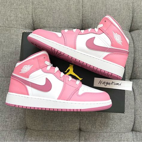 Women’s Jordan Shoes, Nike Air Jordans Pink, Pink Shoes Jordans, Cute Pink Jordans, Cute Jordan 1s, Hot Pink Jordans, Pink Aesthetic Shoes, Pink Nike Shoes Outfit, Pink Jordan 1s