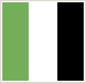 ColorCombo257 with Hex Colors #73AF59 #FFFFFF #000000 Green White Black Color Palette, Black White Green Color Palette, Green And Black Palette, Horror Room, Palettes Color, Black Color Palette, Hex Color Codes, Green Colour Palette, Colour Combo