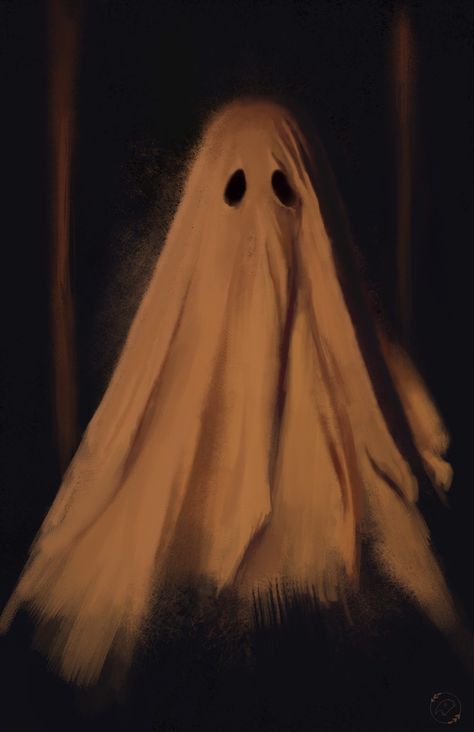 Ghost Drawing Creepy, Ghost Painting Canvas Aesthetic, Ghost Art Aesthetic Painting, Ghost Portrait Art, Oil Pastel Ghost, Oil Painting Ghost, Creepy Ghost Art, Ghost Oil Painting, Sheet Ghost Painting