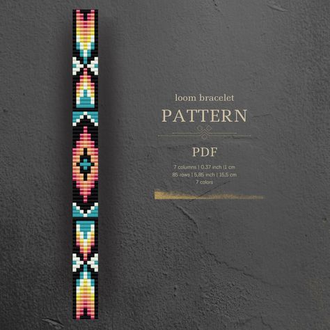 This downloadable PDF pattern guides you in crafting a stunning Miyuki Delica loom bracelet. No physical product will be shipped. What's Included: Clear pattern preview Comprehensive bead list (color numbers, names, and quantities) Detailed graph (lettered and colored) Easy-to-follow word chart Important Notes: Basic loom beading knowledge is required. This pattern is for personal use only. Selling the pattern or finished products made from it without giving credit is prohibited. Ready to start Loom Beading Necklace Patterns, Loom Beading Patterns Free Native Americans, 7 Bead Loom Patterns, Native American Bracelets Pattern, Bead Loom Patterns Native, Seed Bead Loom Patterns Free, Bead Loom Bracelets Patterns, Beaded Loom Bracelets, Bead Weaving Patterns Free