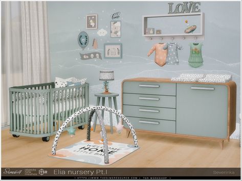 The Sims 4 Bebes, Living Room Sims 4, Nursery Changing Table, Decor For Nursery, Newborn Room, Resource Furniture, Sims 4 Tsr, Sims Baby, Sims Packs