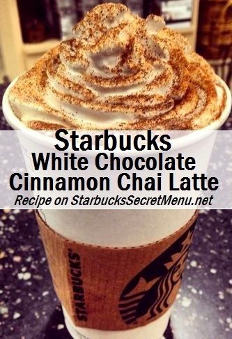 Starbucks White Chocolate Cinnamon Chai Latte! #StarbucksSecretMenu Recipe here: http://starbuckssecretmenu.net/white-chocolate-cinnamon-chai-latte-starbucks-secret-menu/ Starbucks White Chocolate, Chai Latte Starbucks, Menu Starbucks, Minuman Starbucks, Chai Latte Recipe, Fest Mad, Secret Starbucks Drinks, Cinnamon Chai, Starbucks Secret Menu Drinks