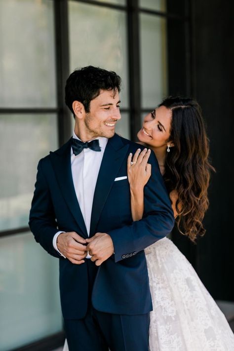 We all love a good wedding — the pomp and circumstance, the drama, the romance, and of course all the adorable photos. But sometimes, we just want to see a little bit more of the bride and groom. Here are some of our favorite ideas for cute photo shoots. 🕴️🤵 🕴Flex Suits is your source for fine, affordable menswear. Flex Suits was born of a need for fine, affordable menswear that looked as good as that of designer labels. #flexsuits #gentleman #groomsuit #suitsfromen #meninsuit #dapperman Navy Tux, Bride Groom Photoshoot, Bride Groom Poses, Groom Photoshoot, Wedding Portrait Poses, Bride Groom Photos, Wedding Photoshoot Poses, Wedding Couple Photos, Wedding Picture Poses