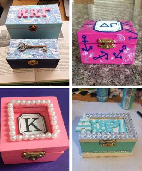 sorority sugar — ❉ cute & crafty: how to paint a wooden badge box! ❉ Sorority Badge Box Ideas, Badge Box Sorority, Pin Box Sorority, Sorority Pin Box, Badge Box, Sigma Lambda Gamma, Gamma Sigma Sigma, Sigma Alpha Iota, Box Painting