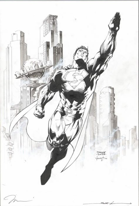 Jim Lee Superman daily planet DC Comics Jon Sommariva, Jim Lee Superman, Jim Lee Batman, Superman Drawing, Jim Lee Art, Colouring Pictures, Color Paints, Black And White Comics, Comic Book Art Style