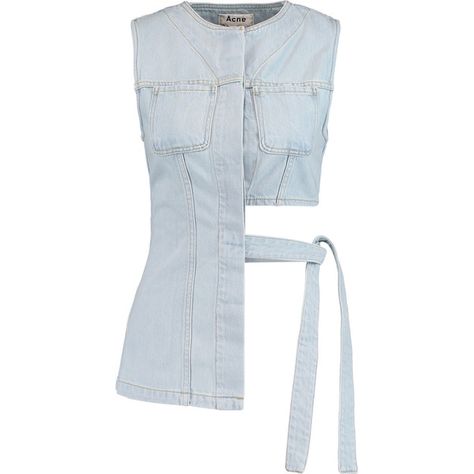 Acne Studios - Draped Asymmetric Denim Top (540 SAR) ❤ liked on Polyvore featuring tops, sky blue, sky blue top, denim top, acne studios, blue top and tie waist top Drape Top, Tie Waist Top, Best Summer Dresses, Denim Crop Top, Blue Crop Tops, Asymmetrical Tops, Fashion Fits, Blue Top, Colored Denim