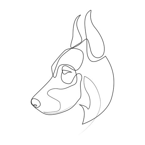 Continuous line Doberman Pinscher. Single line minimal style Doberman dog vector illustration. Portrait Doberman Line Tattoo, Doberman Pinscher Tattoo, Fine Line Doberman Tattoo, Simple Doberman Drawing, Two Doberman Tattoo, Doberman Tattoo Ideas, Doberman Line Art, Doberman Line Drawing, Doberman Pinscher Drawing